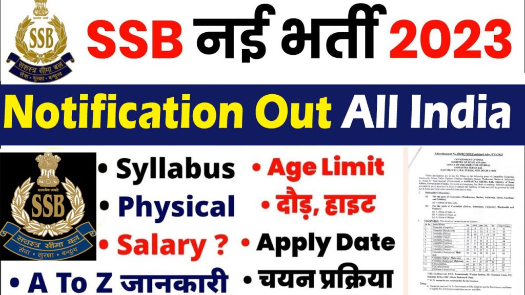 SSB Recruitment 2023 [1656 Post] Notification Release