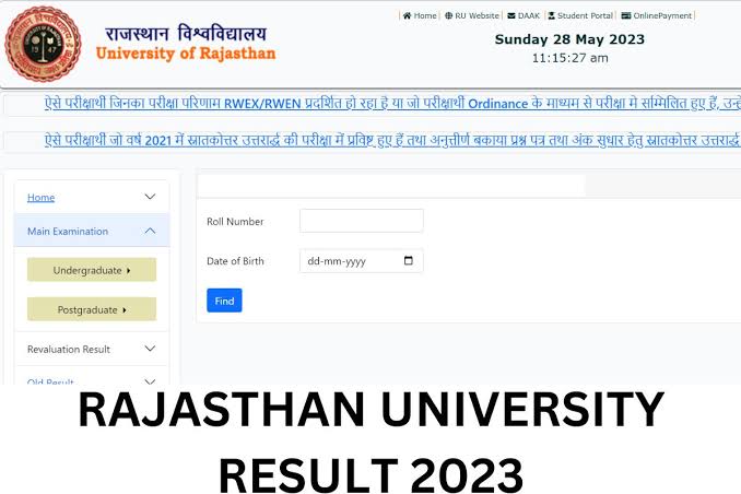 Rajasthan University MA Result 2023 राजस्थान यूनिवर्सिटी MA Hindi का रिजल्ट जारी, यहां से चेक करें