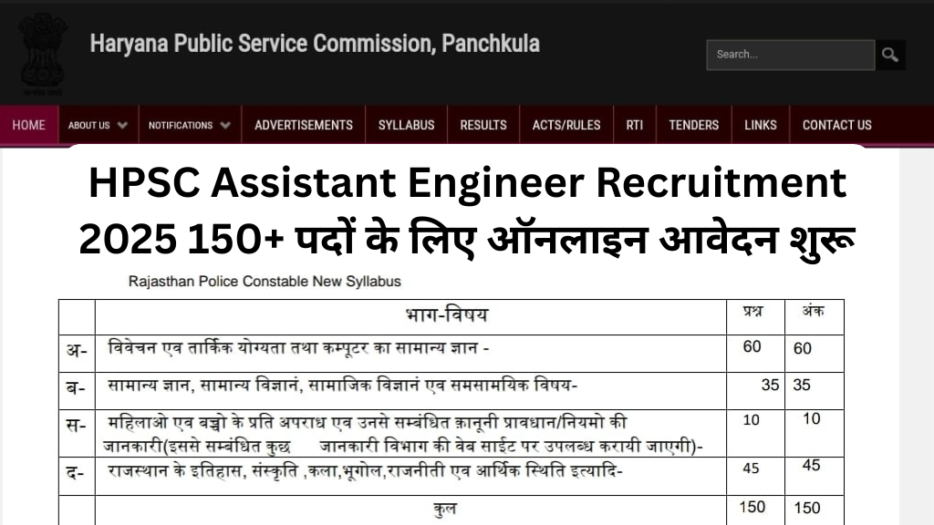 HPSC Assistant Engineer Recruitment 2025 150+ पदों के लिए ऑनलाइन आवेदन शुरू