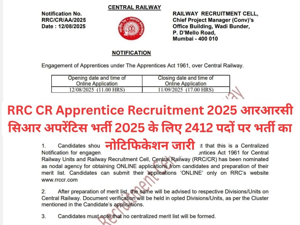 RRC CR Apprentice Recruitment 2025
