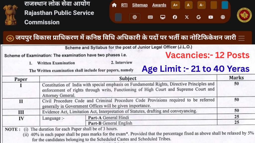 RPSC Junior Legal Officer Recruitment 2025