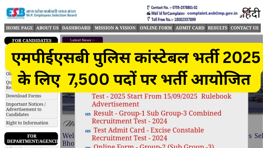 MPESB Police Constable Recruitment 2025